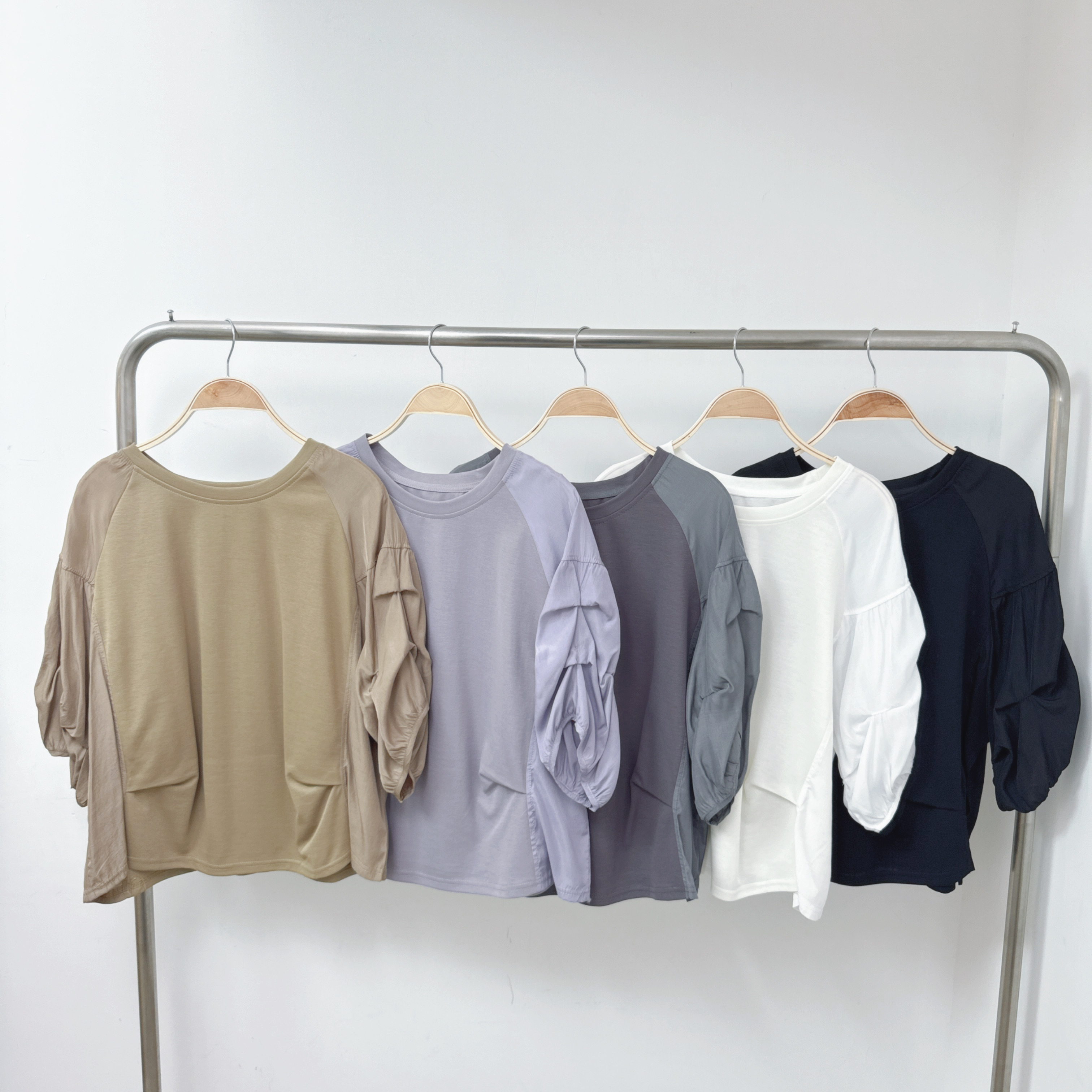 【預訂】拼布車摺泡泡中袖棉TOP (K57-K61)