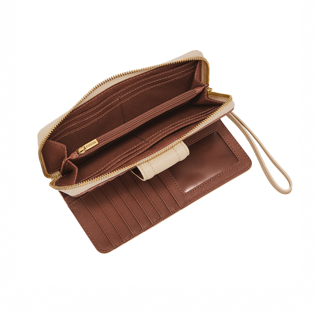 Madison 真皮氣質花紋 拉鍊長夾-白色 SWL2948111