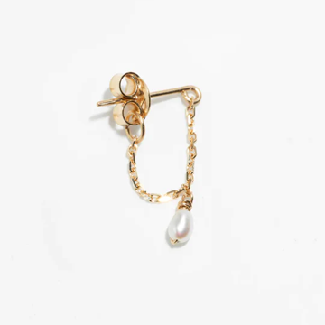 1YA0326-369 [YAY PARIS] Mia Chain Earring 18K Gold Cultured Pearl #302pdesJ01 (EU)