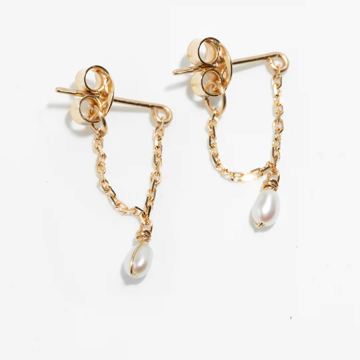 1YA0326-369 [YAY PARIS] Mia Chain Earring 18K Gold Cultured Pearl #302pdesJ01 (EU)