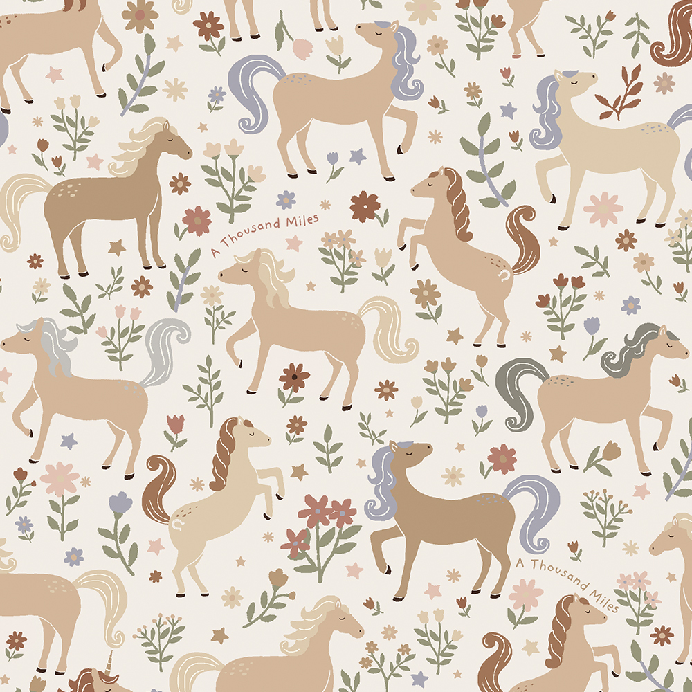 La Millou波蘭 Bamboo Muslin 100%竹纖銀離子紗布巾加大(115x140cm)｜九天朵朵馬(藍底)