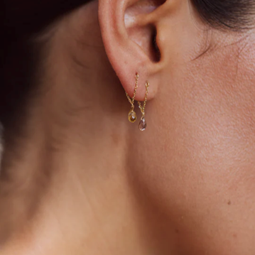 1YA0326-373 [YAY PARIS] Mia Earring 18K Gold Light Pink Sapphire#302pdesJ123 (EU)