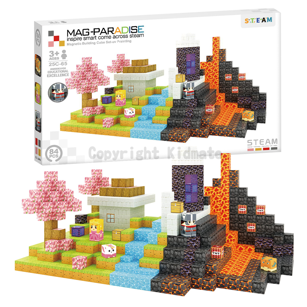 《 KIDMATE 》 2.5cm磁力塊場景組-櫻花84pcs