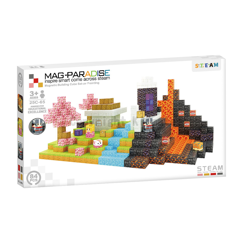 《 KIDMATE 》 2.5cm磁力塊場景組-櫻花84pcs