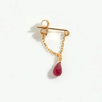 1YA0326-374 [YAY PARIS] Mia Earring 18K Gold Dark Pink Sapphire #302pdesJ122 (EU)