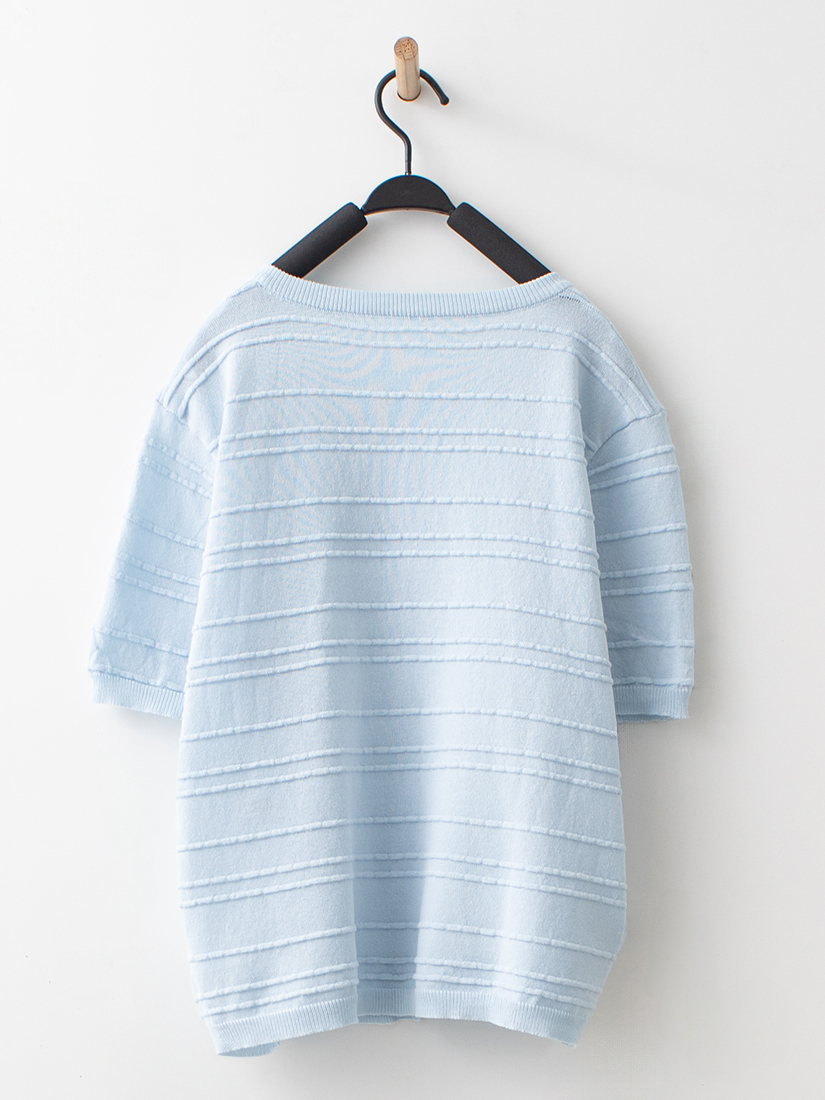 輕甜日常織紋蝴蝶結刺繡棉麻針織上衣