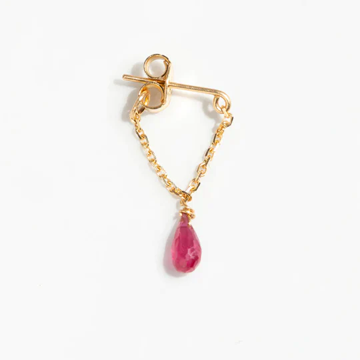 1YA0326-376 [YAY PARIS] Mia Essential Chain Earrings 18K Gold Ruby #302pdesJ55 (EU)