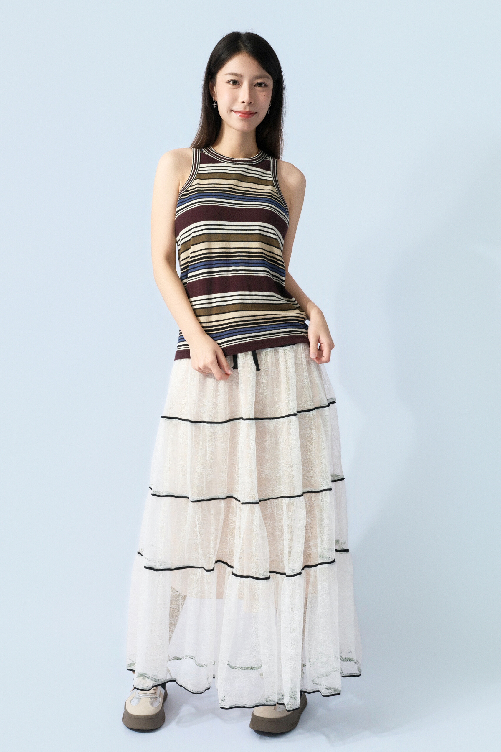 粗幼彩間入肩背心 (預購產品）