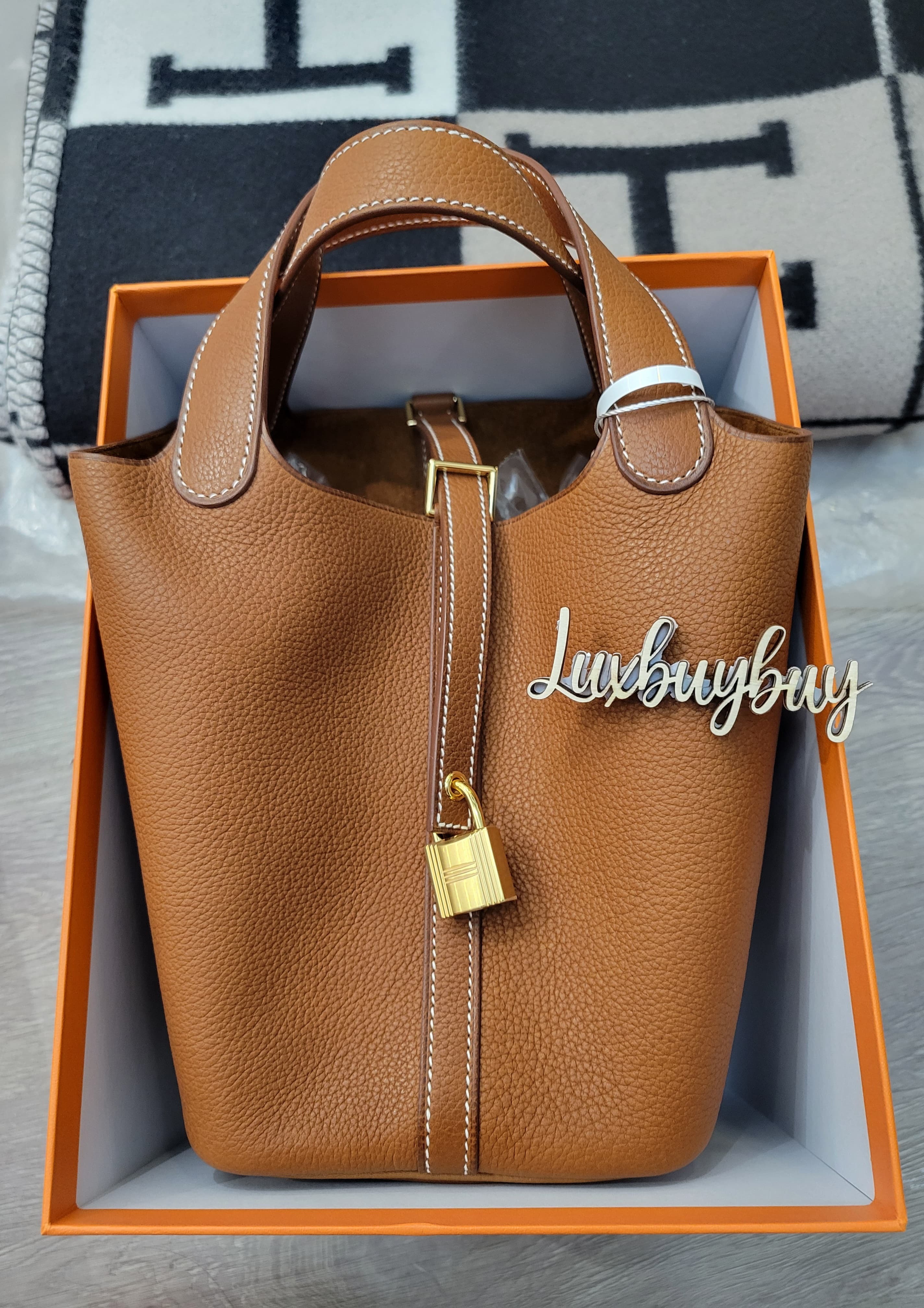 HERMES PICOTIN 18 barenia 37 Gold CC 馬鞍皮 金棕金扣