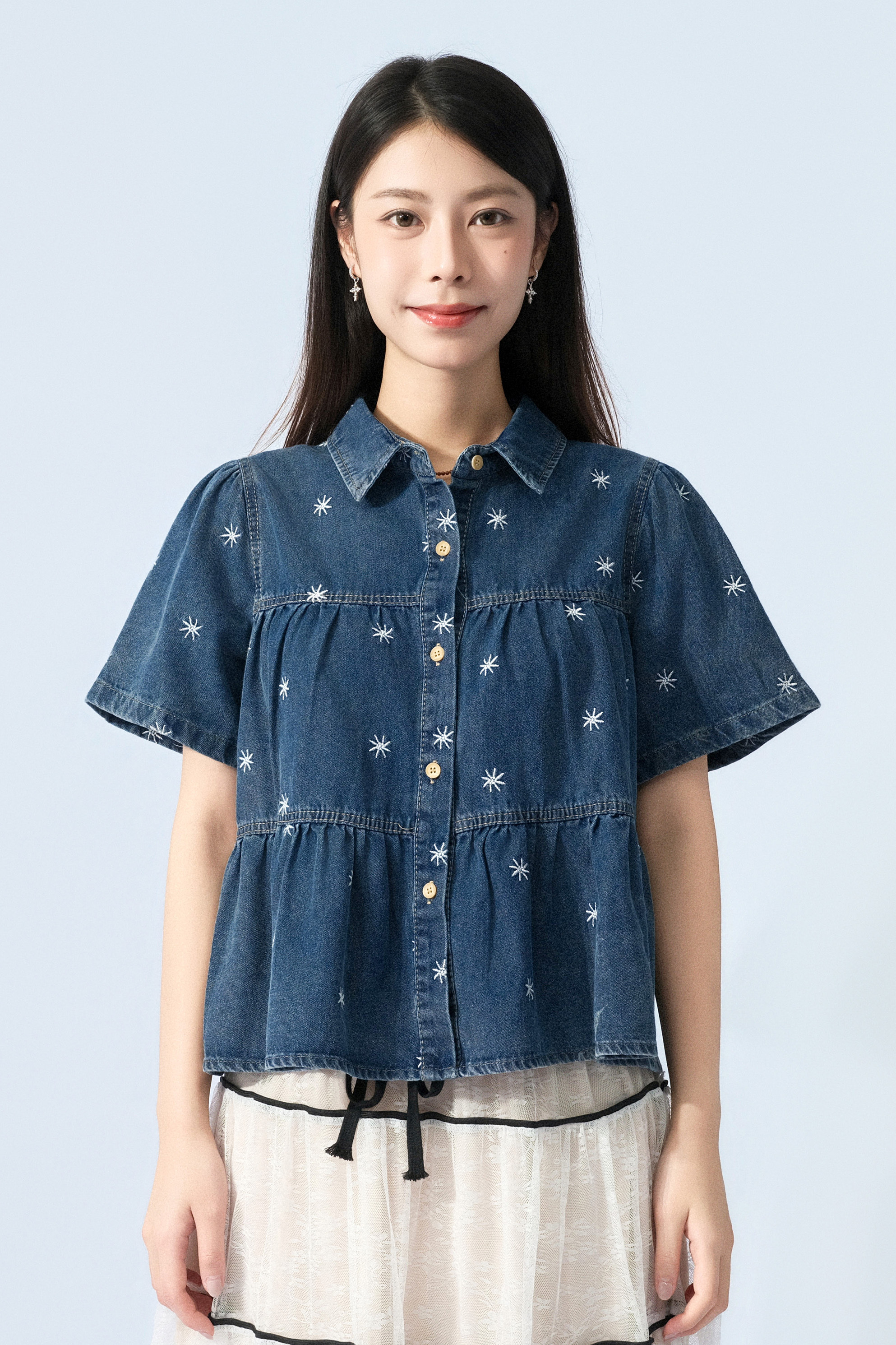 星星繡花蛋糕牛仔恤衫 (預購款式）