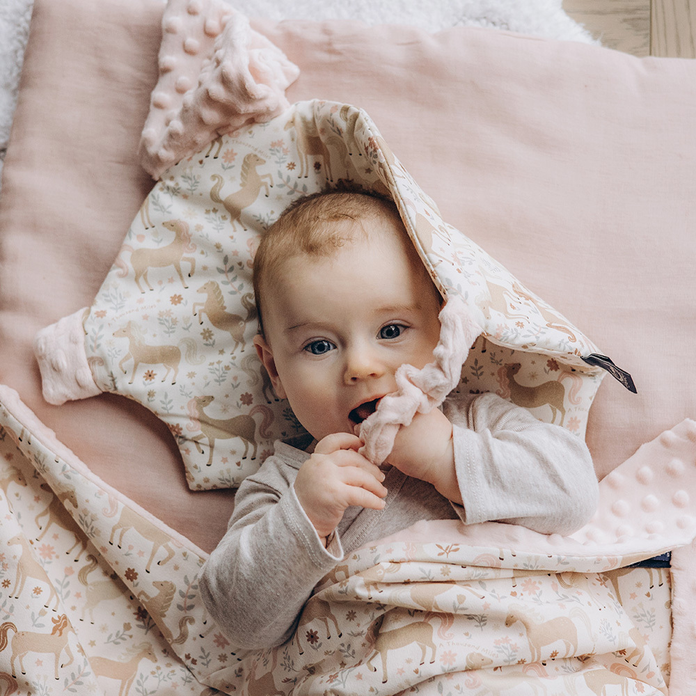 La Millou波蘭 豆豆小豬枕｜九天朵朵馬(藍底)｜柏林寶寶綠