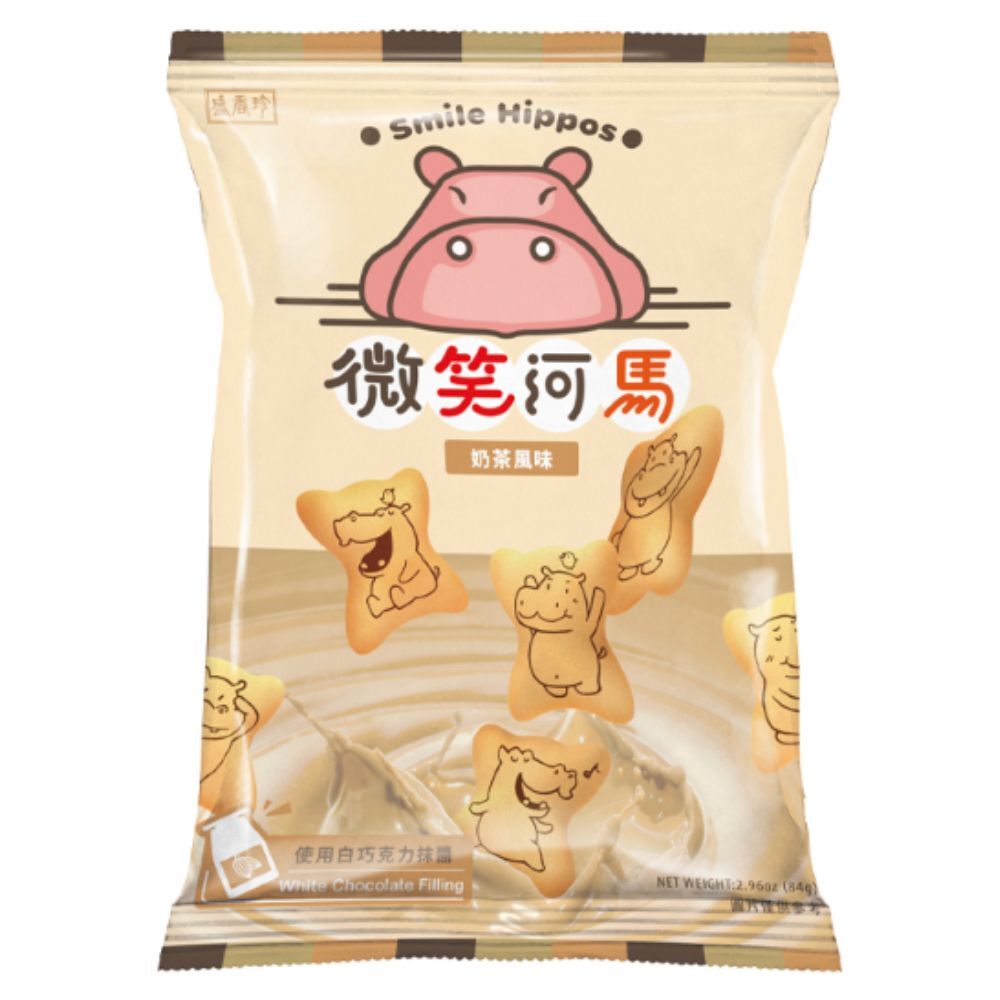 【短效品特價】盛香珍  微笑河馬餅 (奶茶風味) 84g x 6包