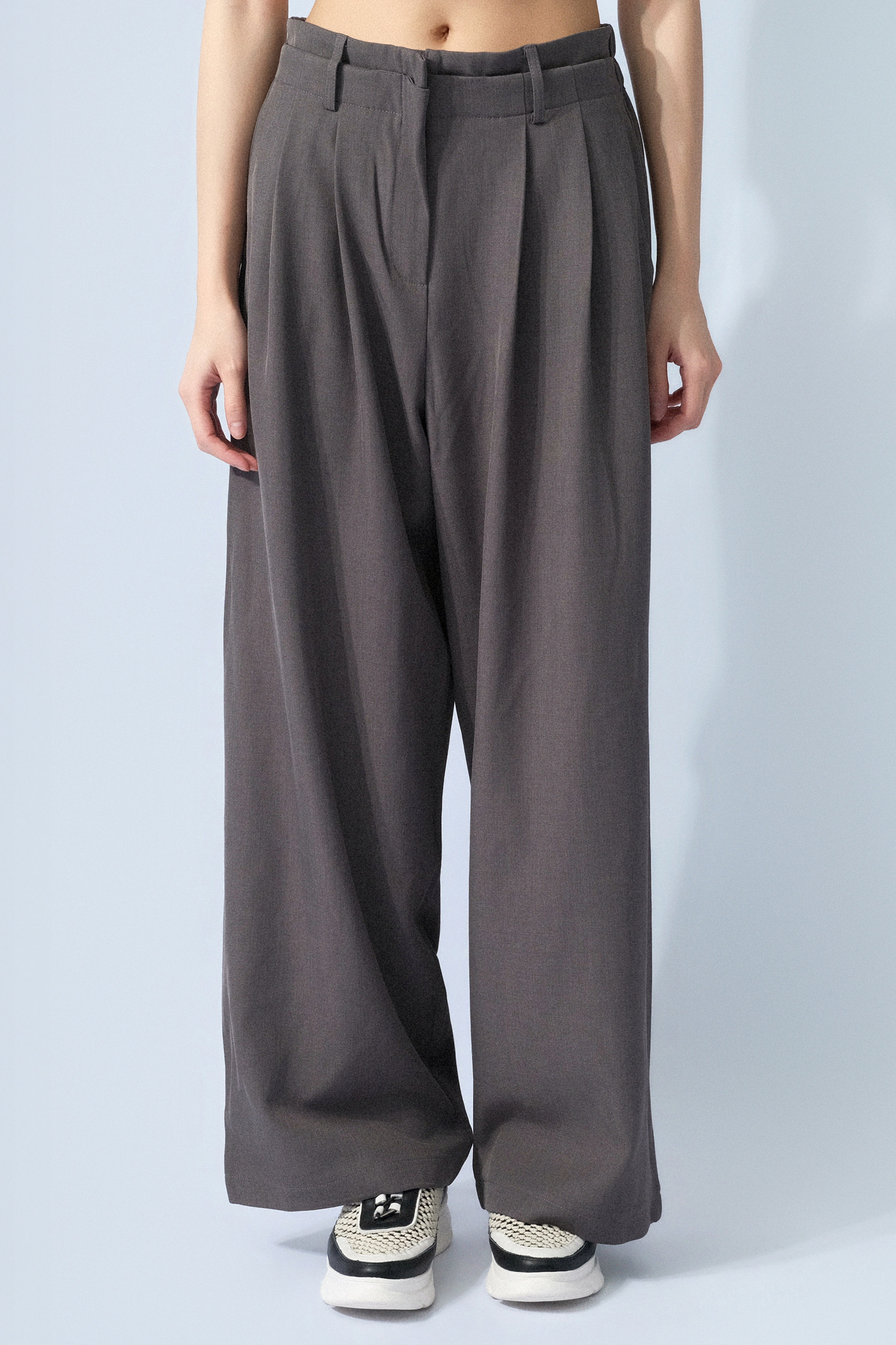 雙層褲頭雙褶闊西褲 (預購產品）