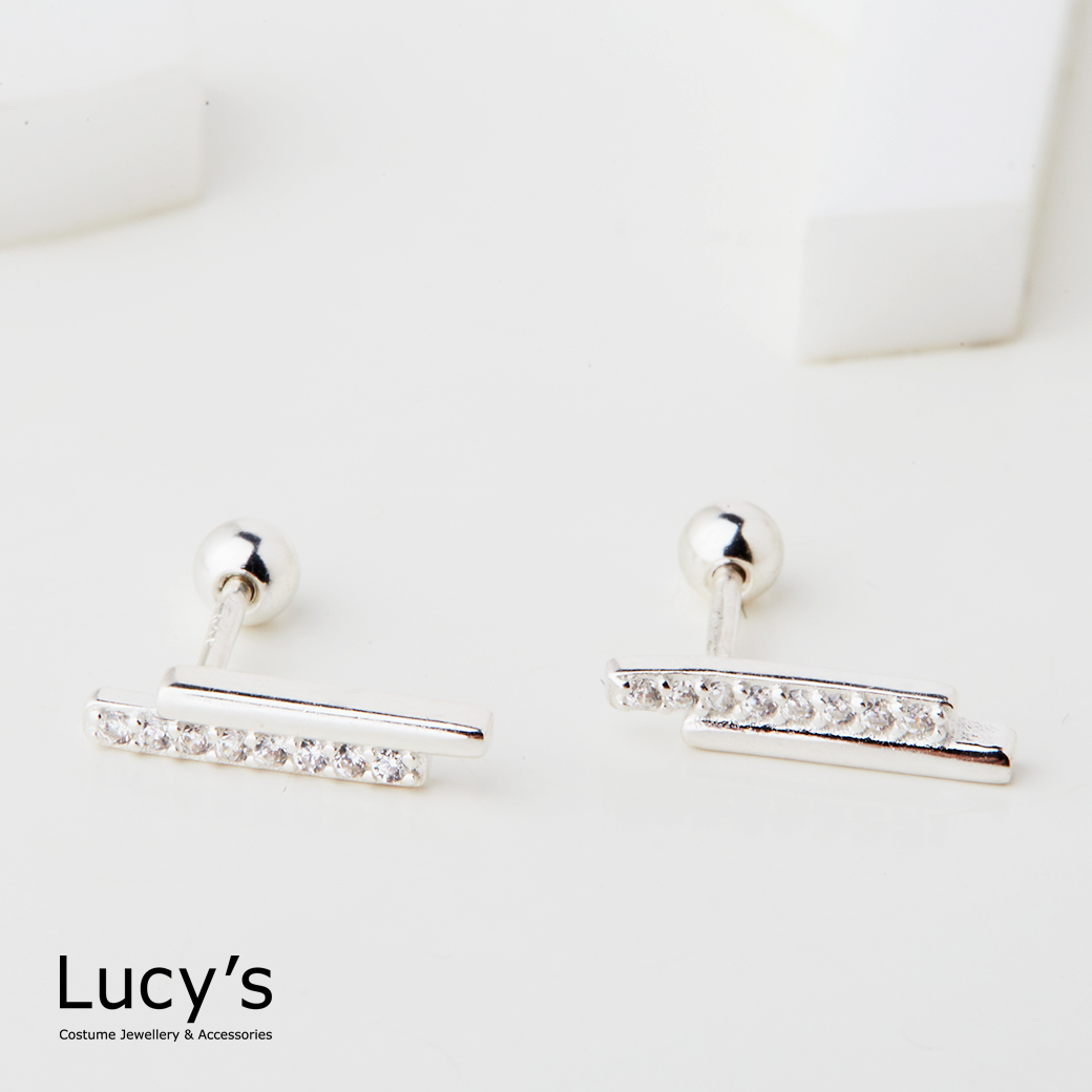 925純銀 線性光影 轉珠耳環 (127423)