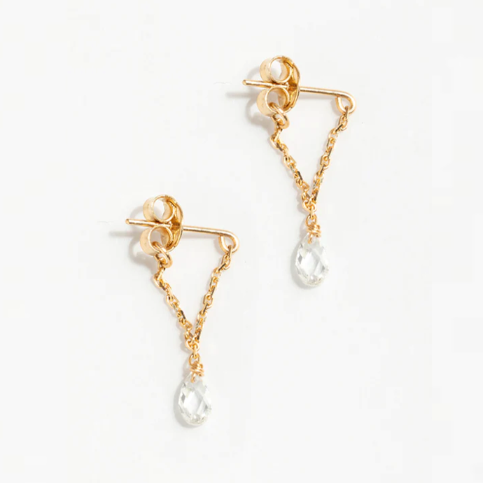 1YA0326-382 [YAY PARIS] Mia Essential Chain Earrings 18K Gold With White Diamond #302pdesJ54 (EU)