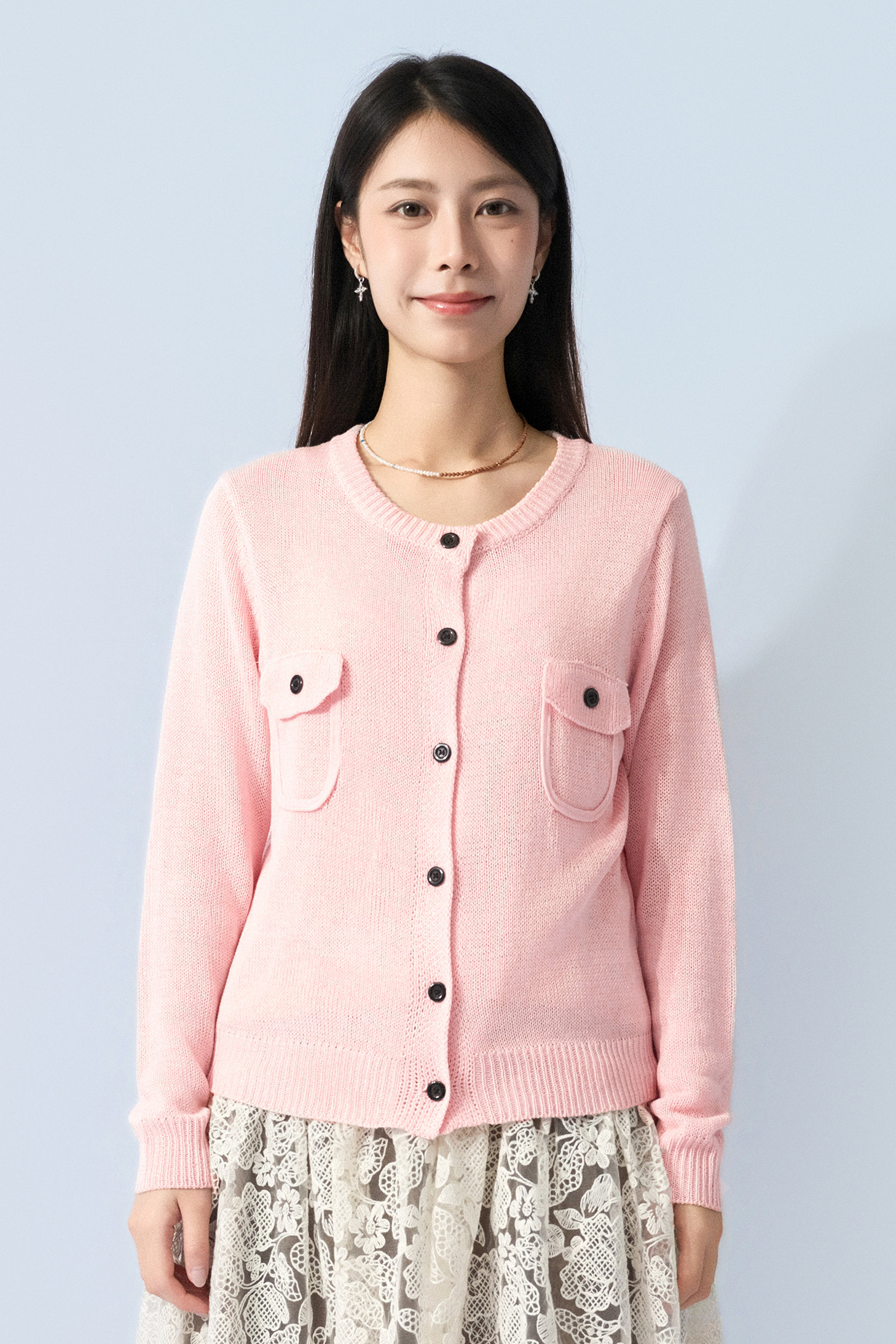 裝飾胸袋乾爽線cardigan（預購產品）
