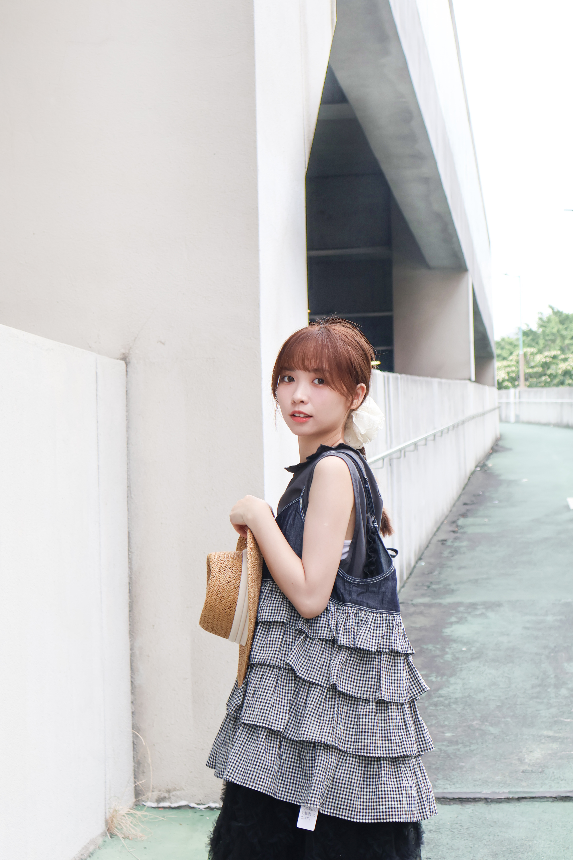 牛仔層層格子吊帶Layer · 2色入