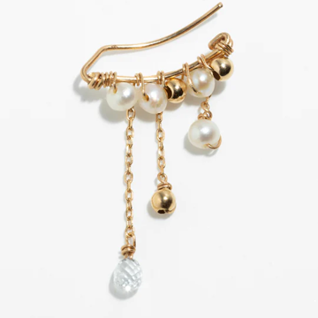 1YA0326-385 [YAY PARIS] Climber Luna 18K Gold White Diamond & Cultured Pearl #304frlunJ118 (EU)