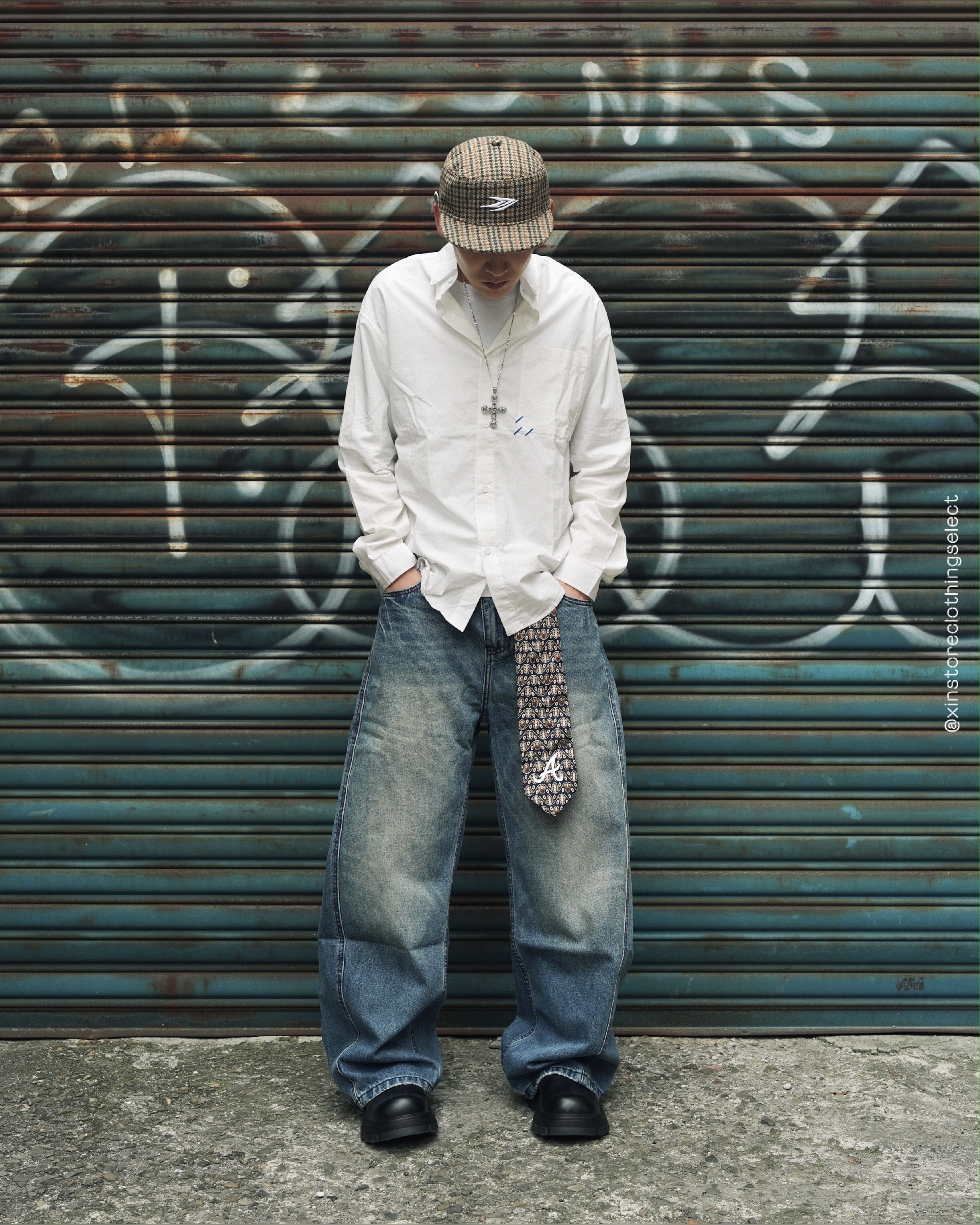 XIN SELECT 水洗 仿舊 闊腿 長褲 彎刀褲 牛仔褲 CK5599