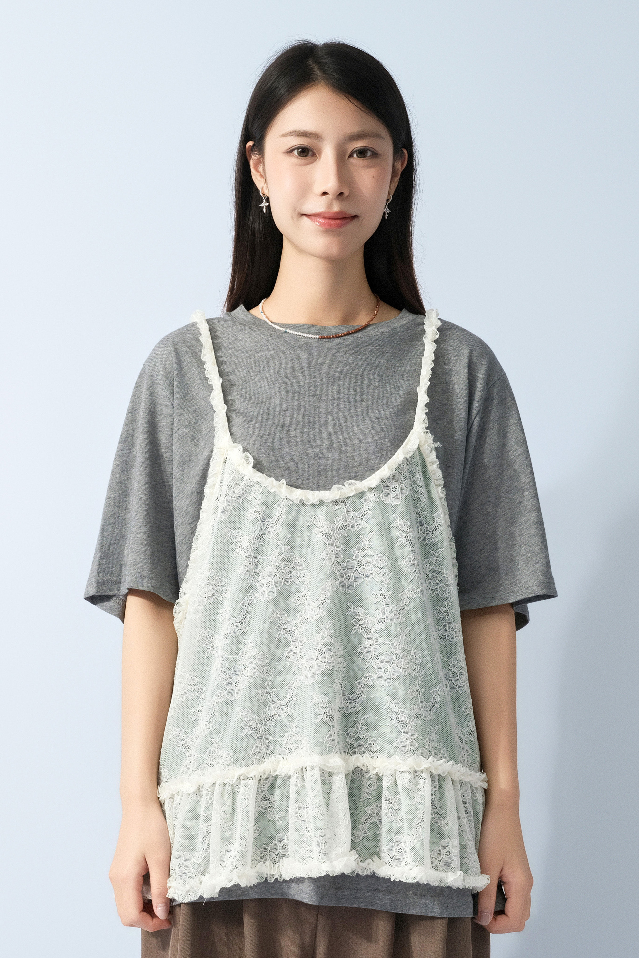 蕾絲吊帶背心+大tee套裝 (預購產品）