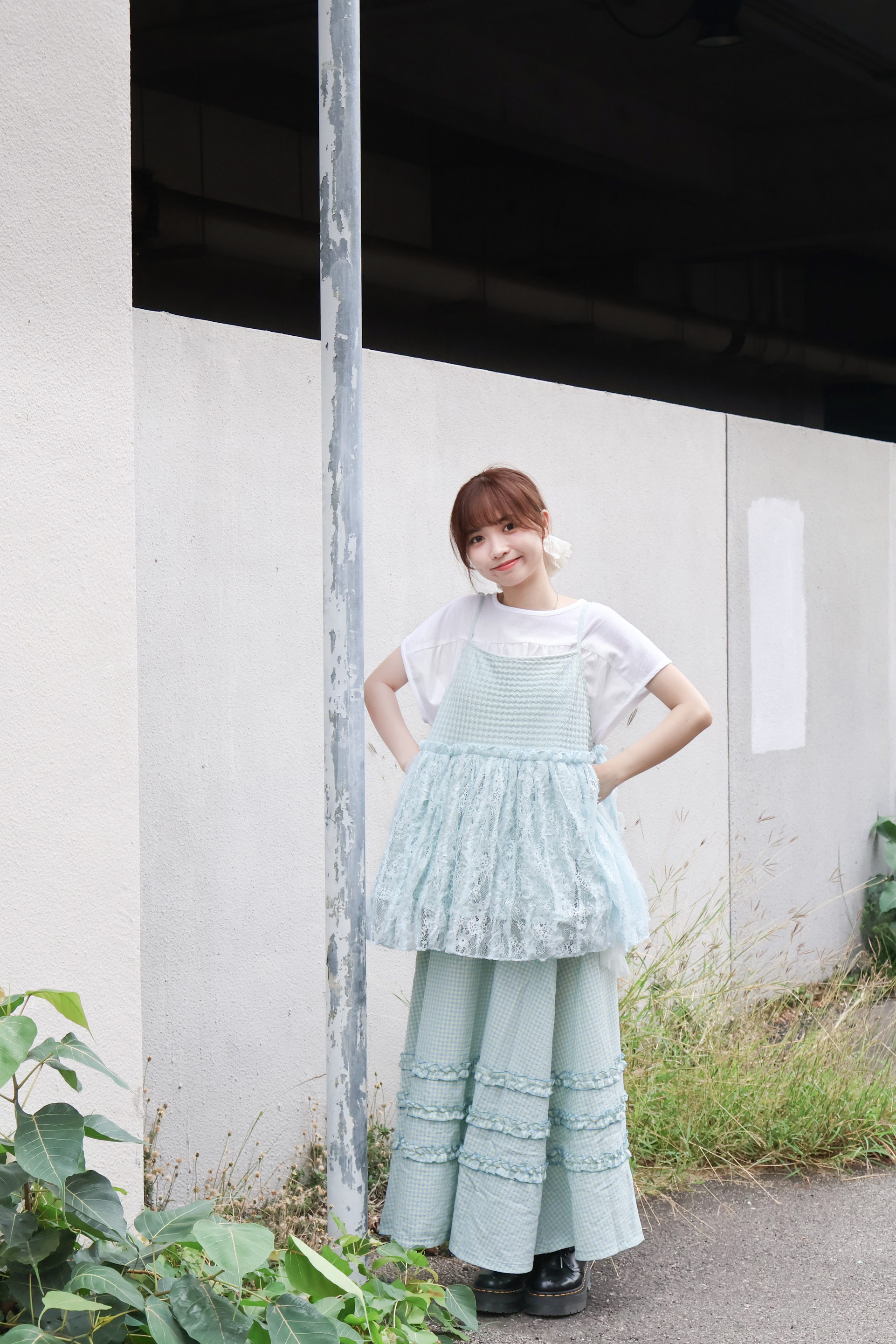 凹凸感併布Lace吊帶 · 2色入