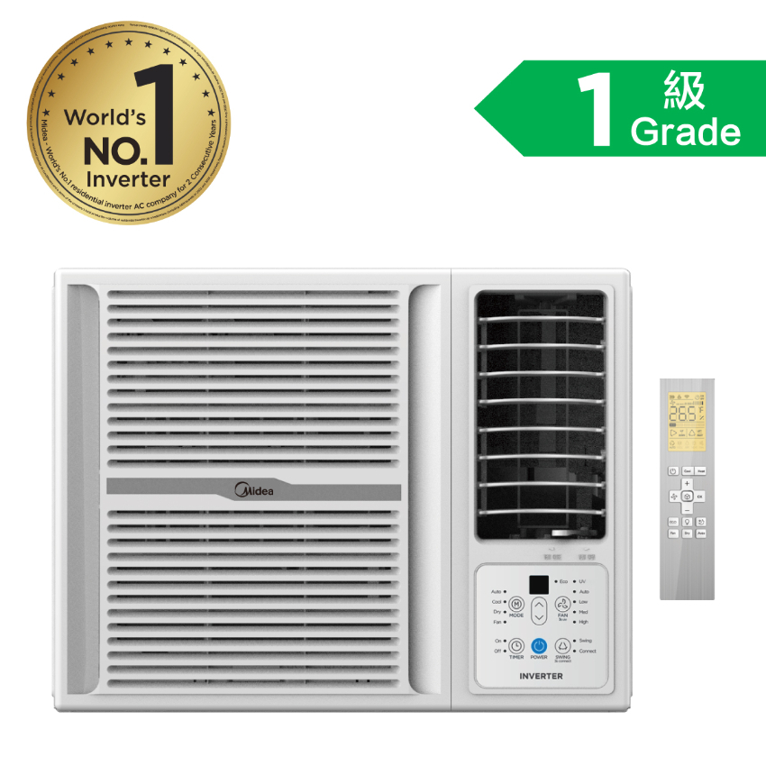 美的 Midea   MW-07CRF8E‧3/4匹 R32 智能變頻淨冷‧無線遙控‧窗口式冷氣機‧香港行貨,原廠39個月全機及5年壓縮機保養‧
