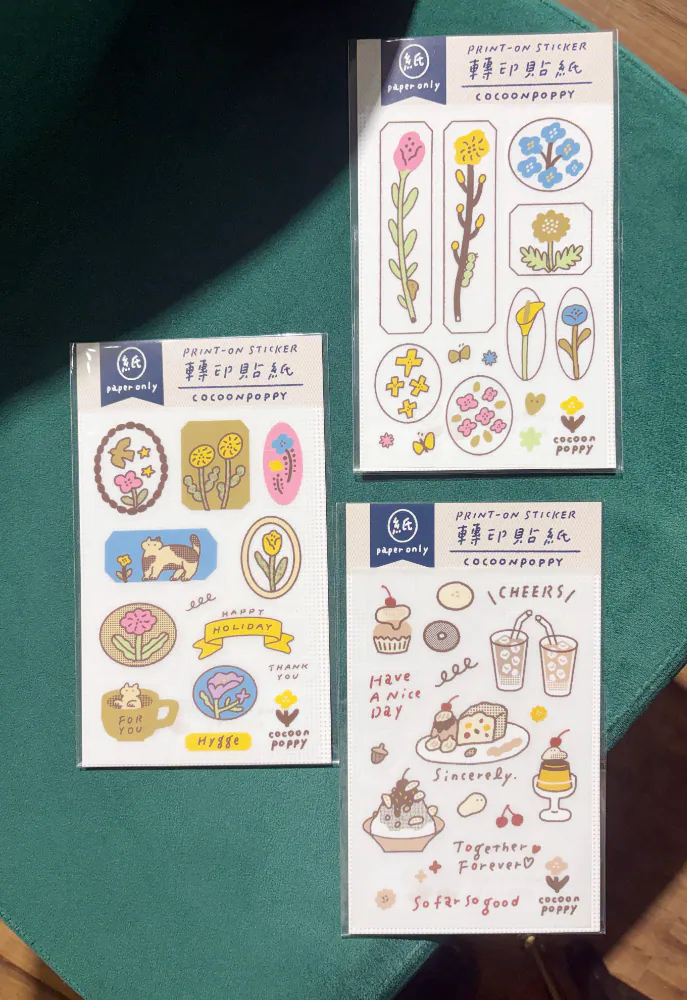 花園圖鑑/花語日記/好運喫茶 轉印貼紙｜台灣 繭花