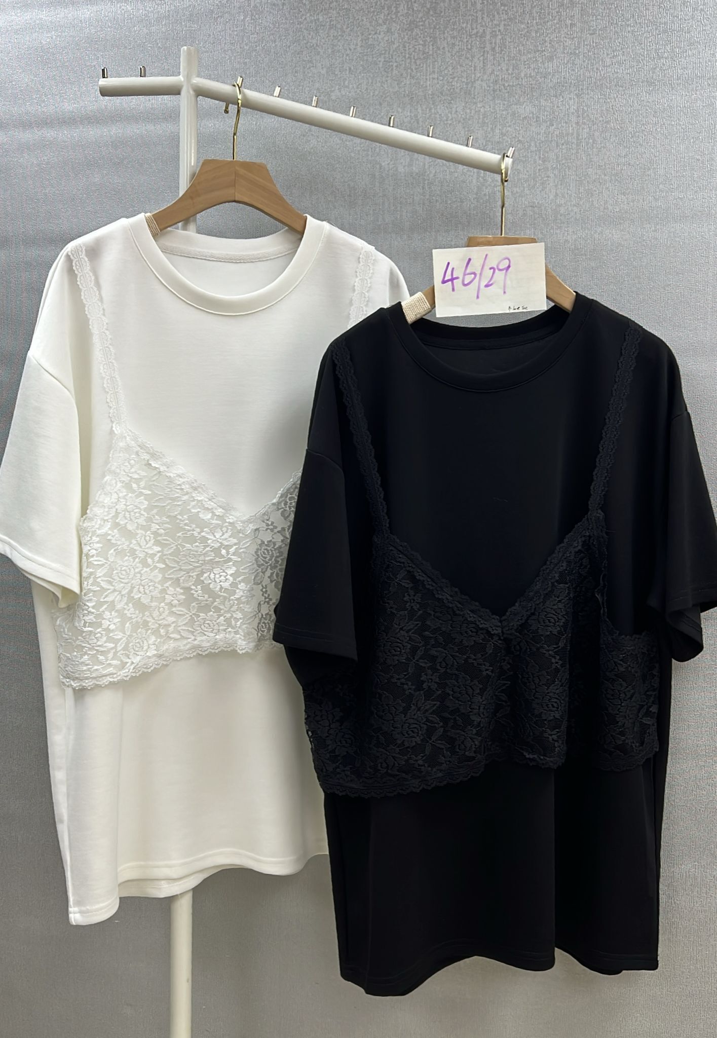 CF8119 喱士拼淨色假兩件 胸46 長29