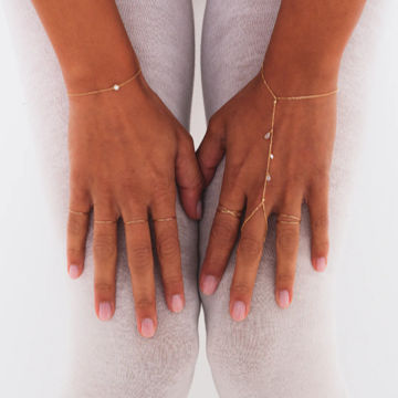 1YA0326-401 [YAY PARIS] Luna Hand Jewelry 18K Gold White Diamond & Cultured Pearl #130palunJ118 (EU)