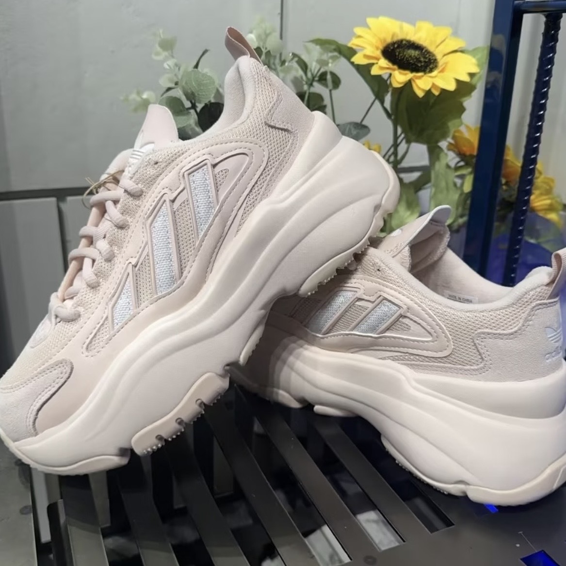 ADIDAS ORIGINALS OZGAIA 櫻花粉 白線 厚底 增高 老爹鞋 女鞋 KJ7309