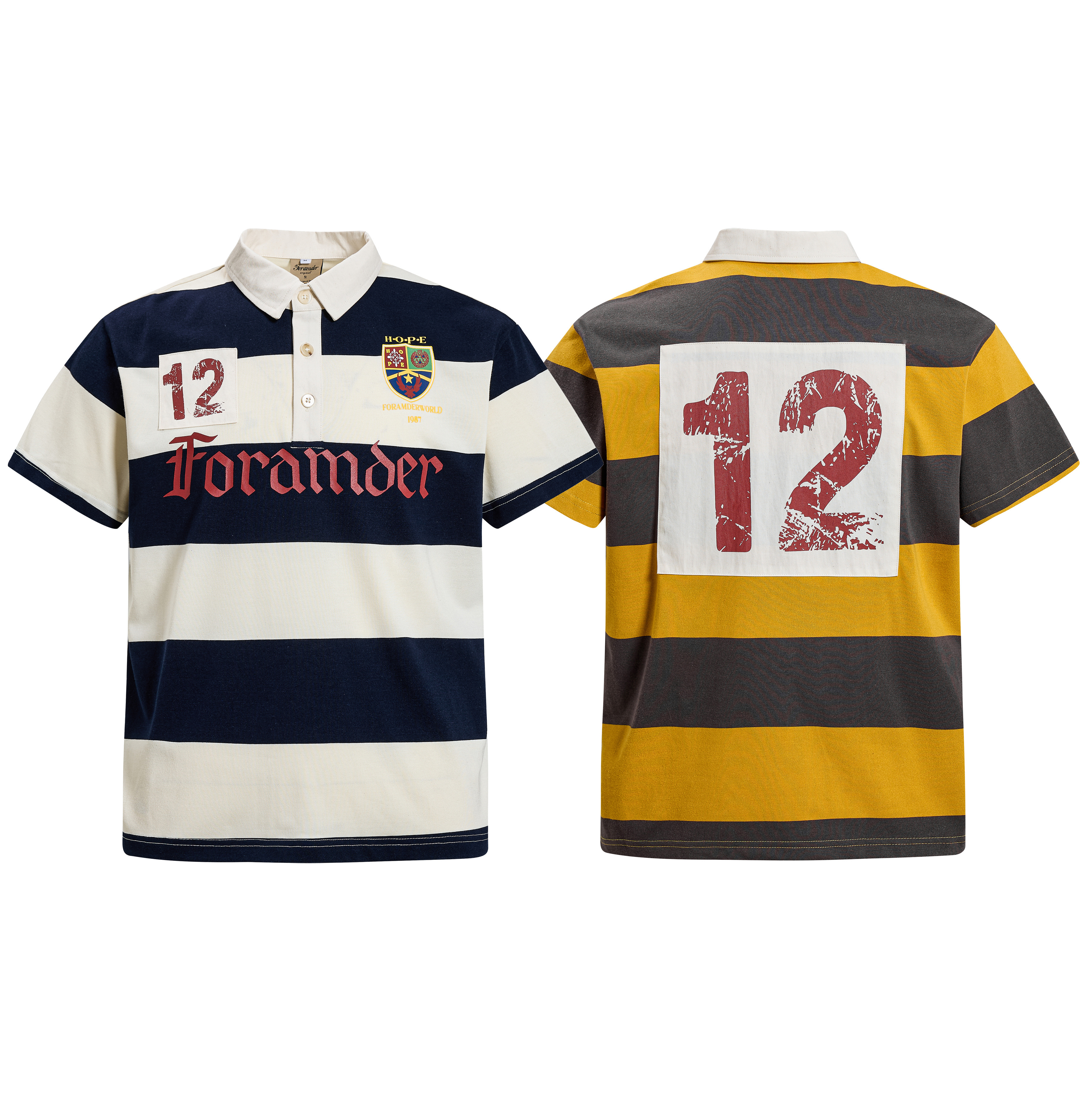 《S.V》撞色橫條12號短袖POLO衫