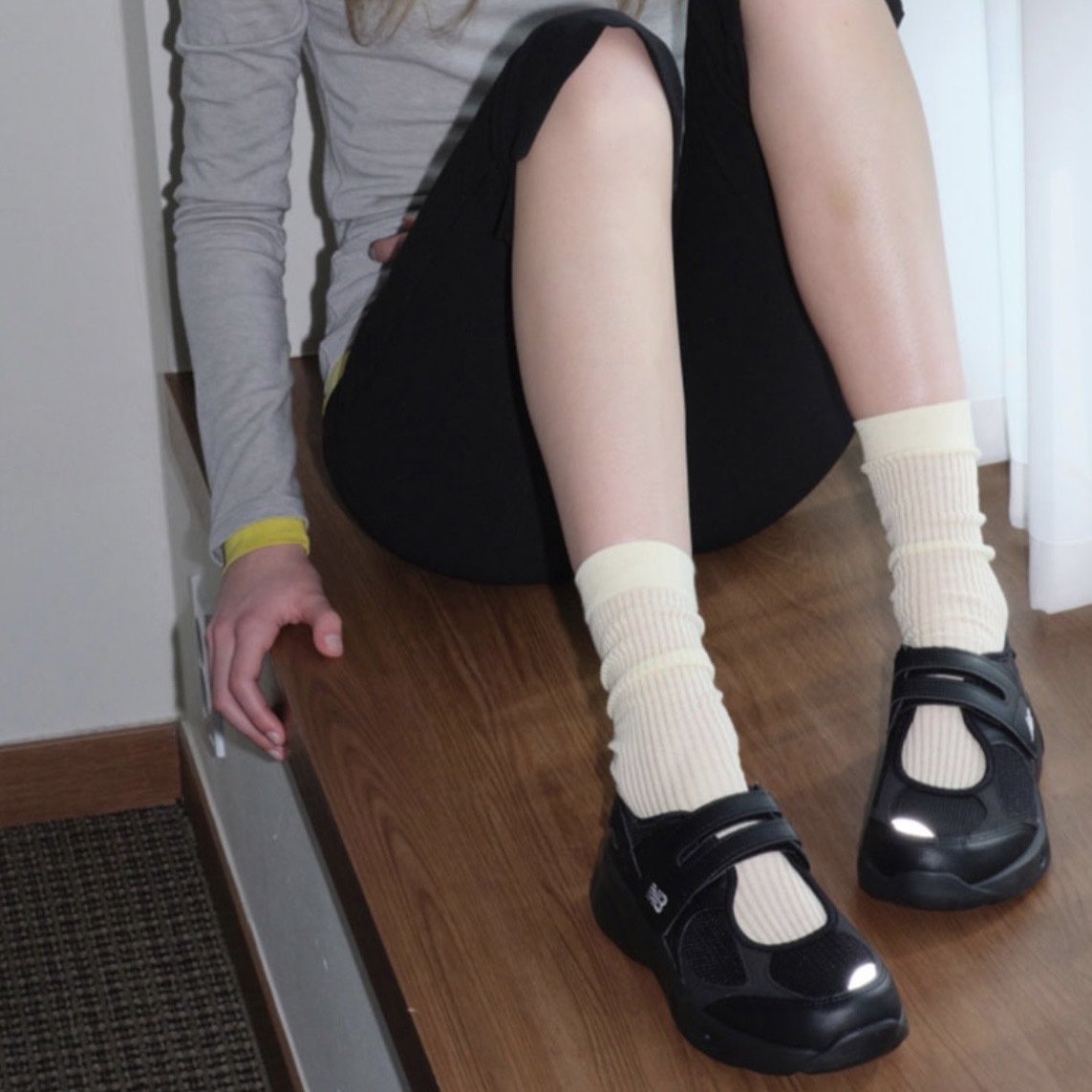 NEW BALANCE BREEZE 全黑 網面瑪莉珍 白LOGO 運動 休閒 SD2202BS2