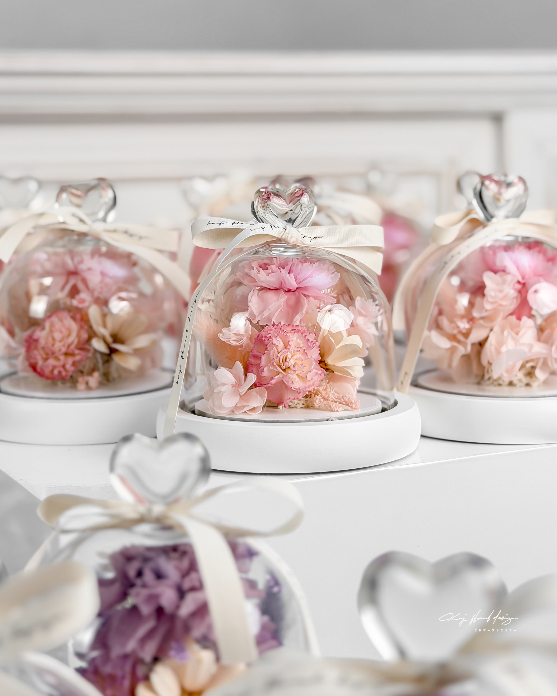 康乃馨愛心玻璃燈盅-三色