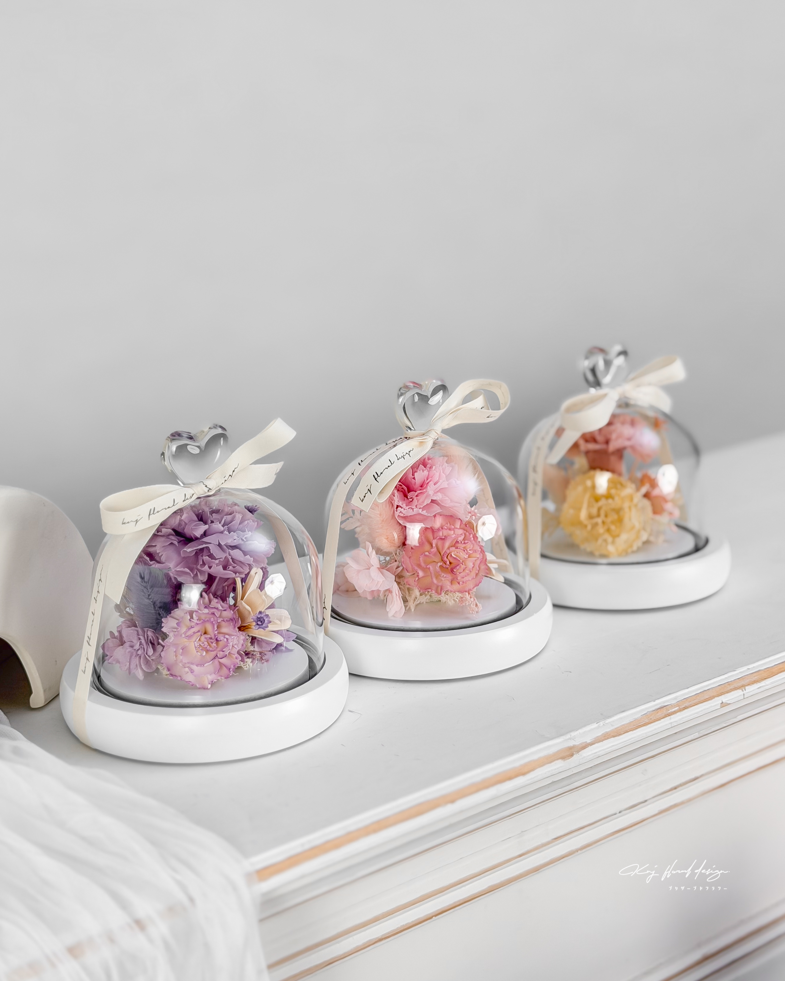 康乃馨愛心玻璃燈盅-三色