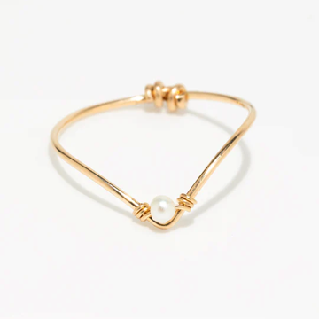 1YA0326-420 [YAY PARIS] Chevron Ring Cultured Pearl Gold Laminate #100cves101 (EU)