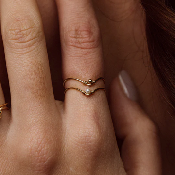 1YA0326-420 [YAY PARIS] Chevron Ring Cultured Pearl Gold Laminate #100cves101 (EU)