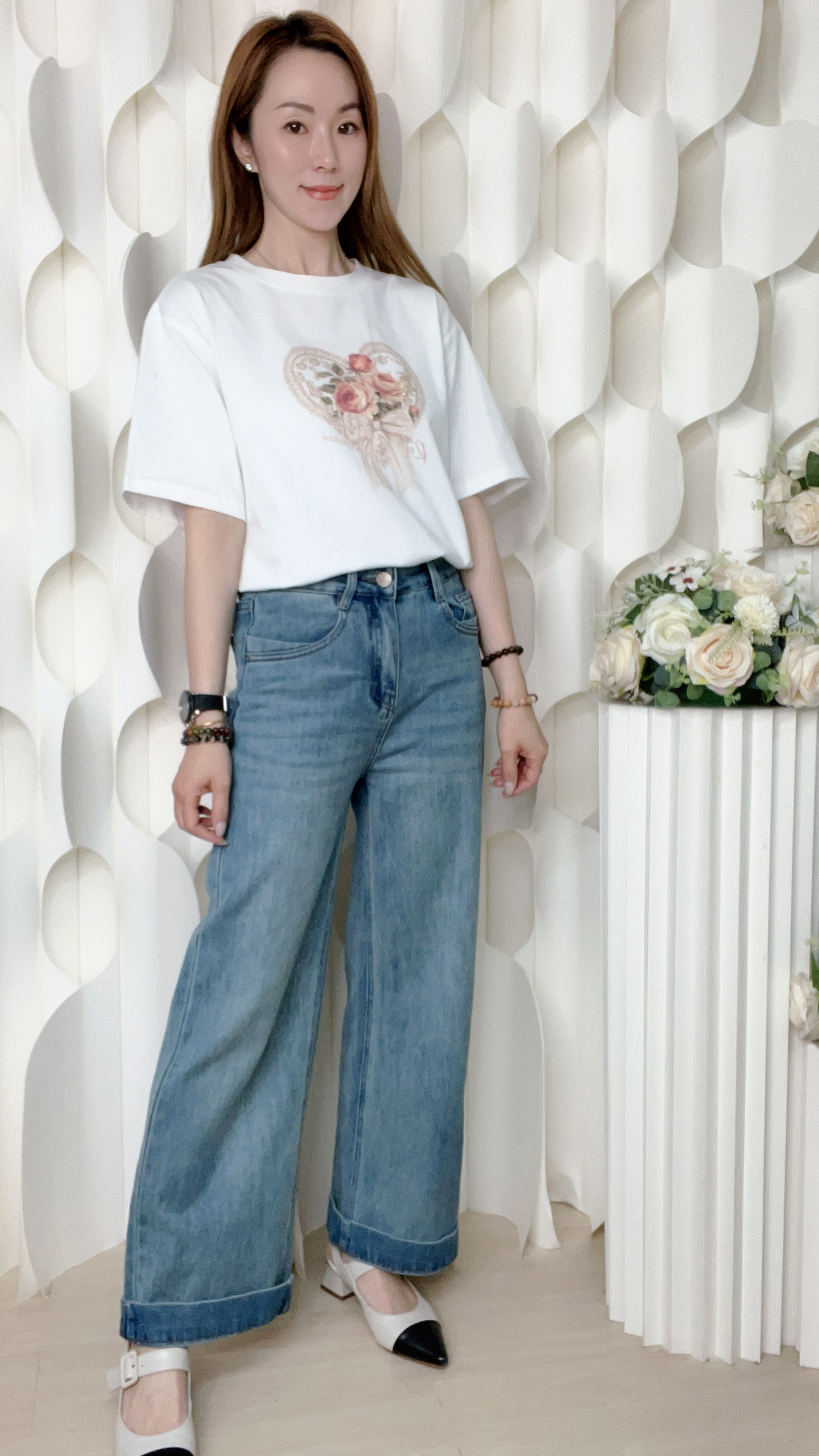 滑棉玫瑰花上衣(胸42-48腰42-48 長26吋) 26003 #3103clo