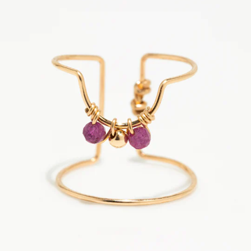 1YA0326-424 [YAY PARIS] Weaving Nail Ring Ruby Laminate Gold #120sifr130 (EU)