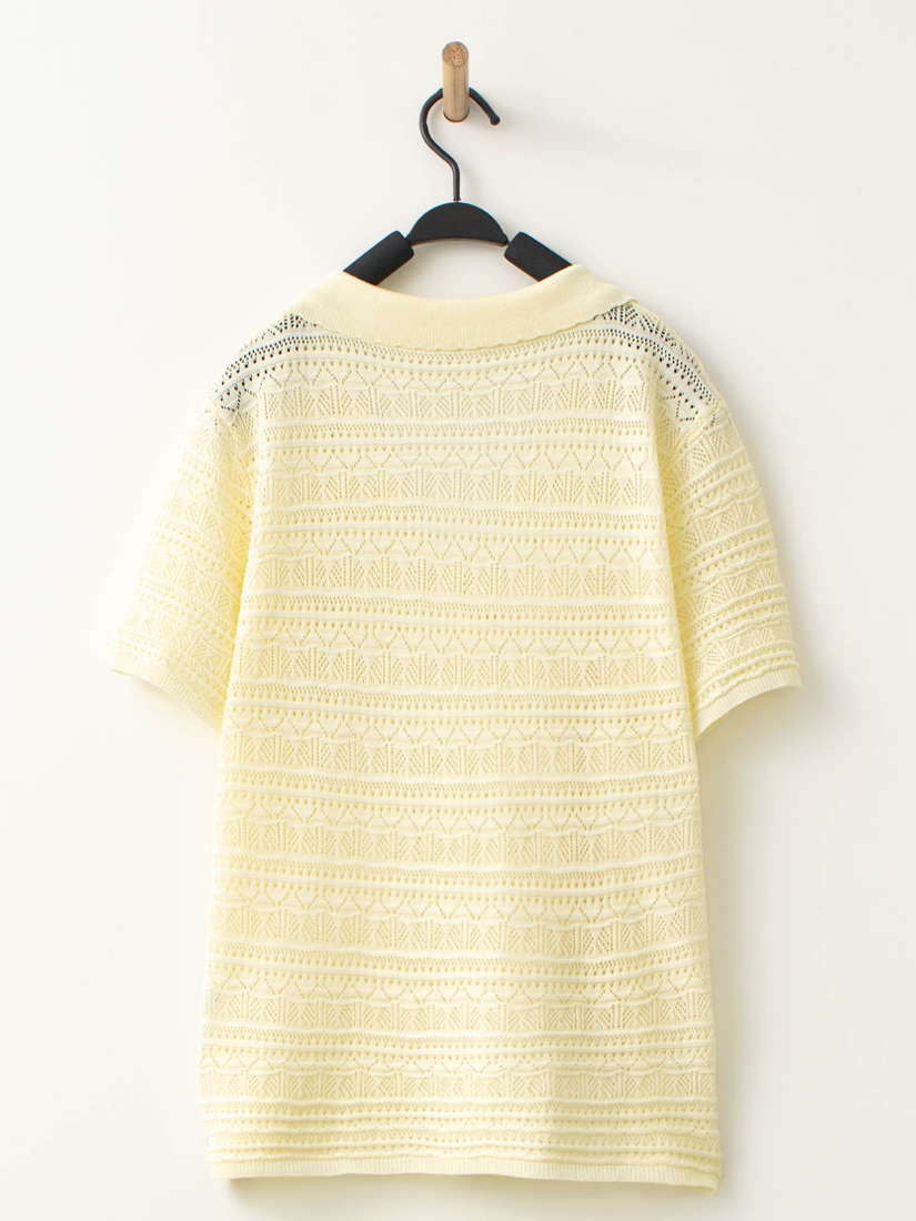 簍空緹花領片短袖針織小外套