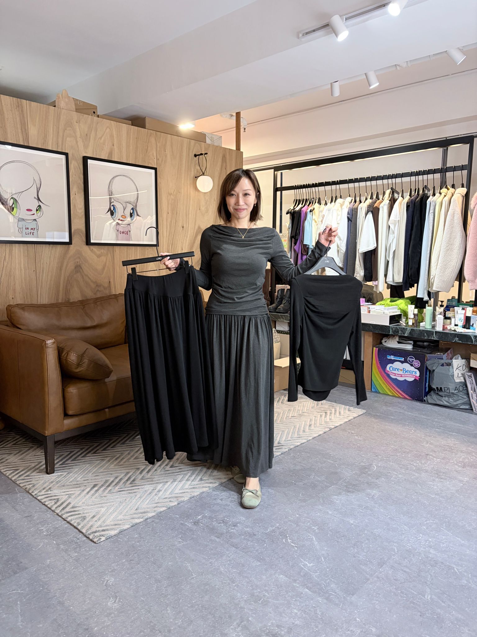 CC47 垂墜上衣長裙套裝