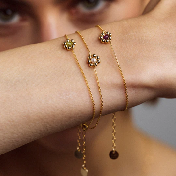 1YA0326-439 [YAY PARIS] Daisy Bracelet Ruby #200emdai130 (EU)