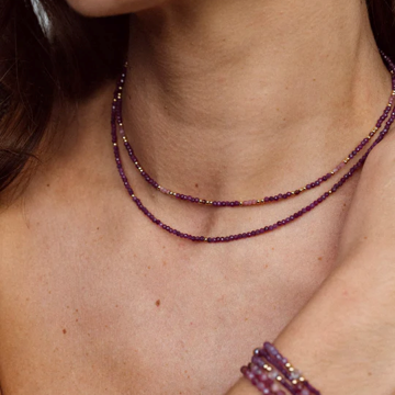 1YA0326-448 [YAY PARIS] Queen Necklace 40cm Ruby Laminated Gold #510tpqu40cm130 (EU)