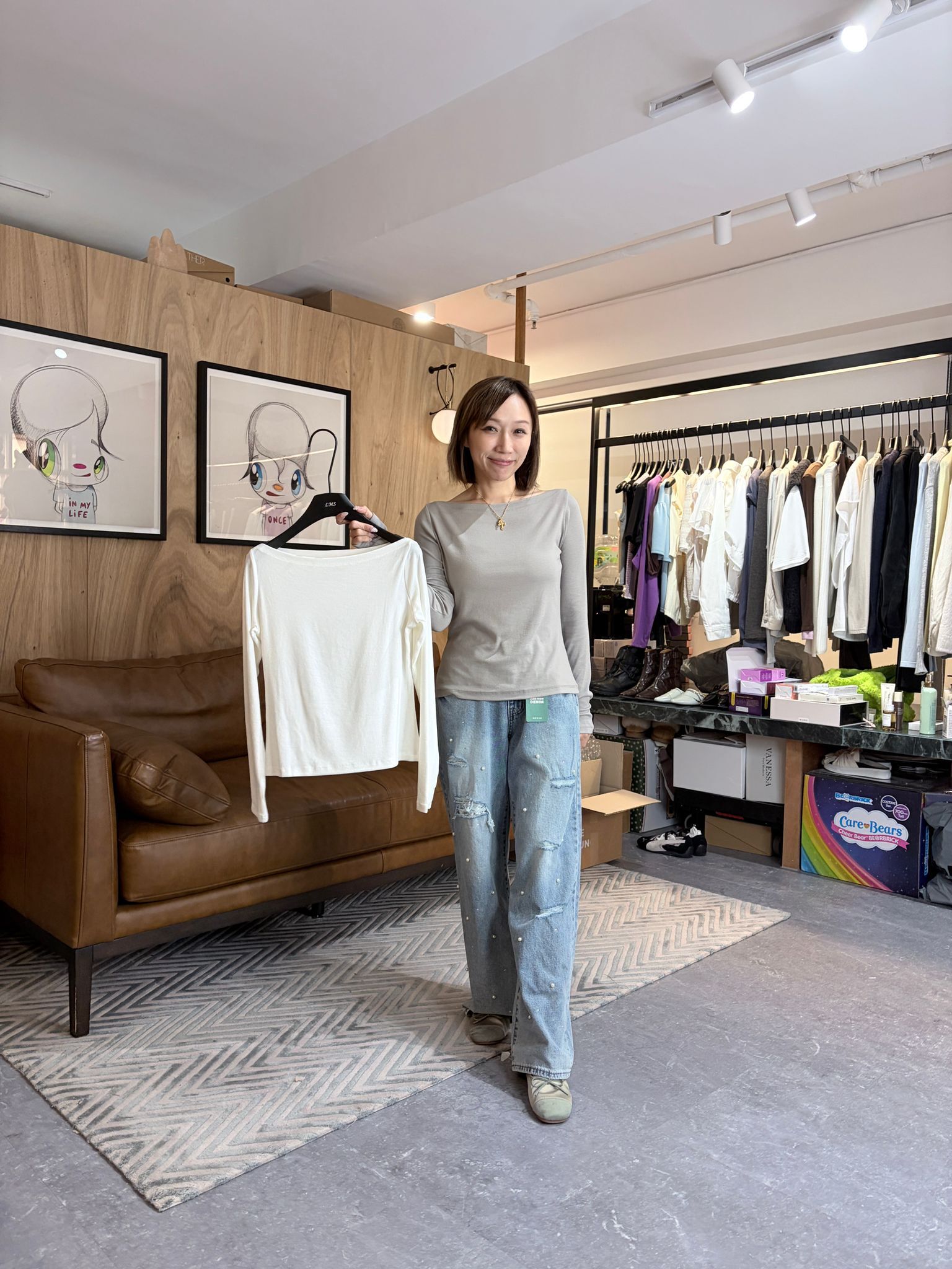 OU6049 一字領長袖T