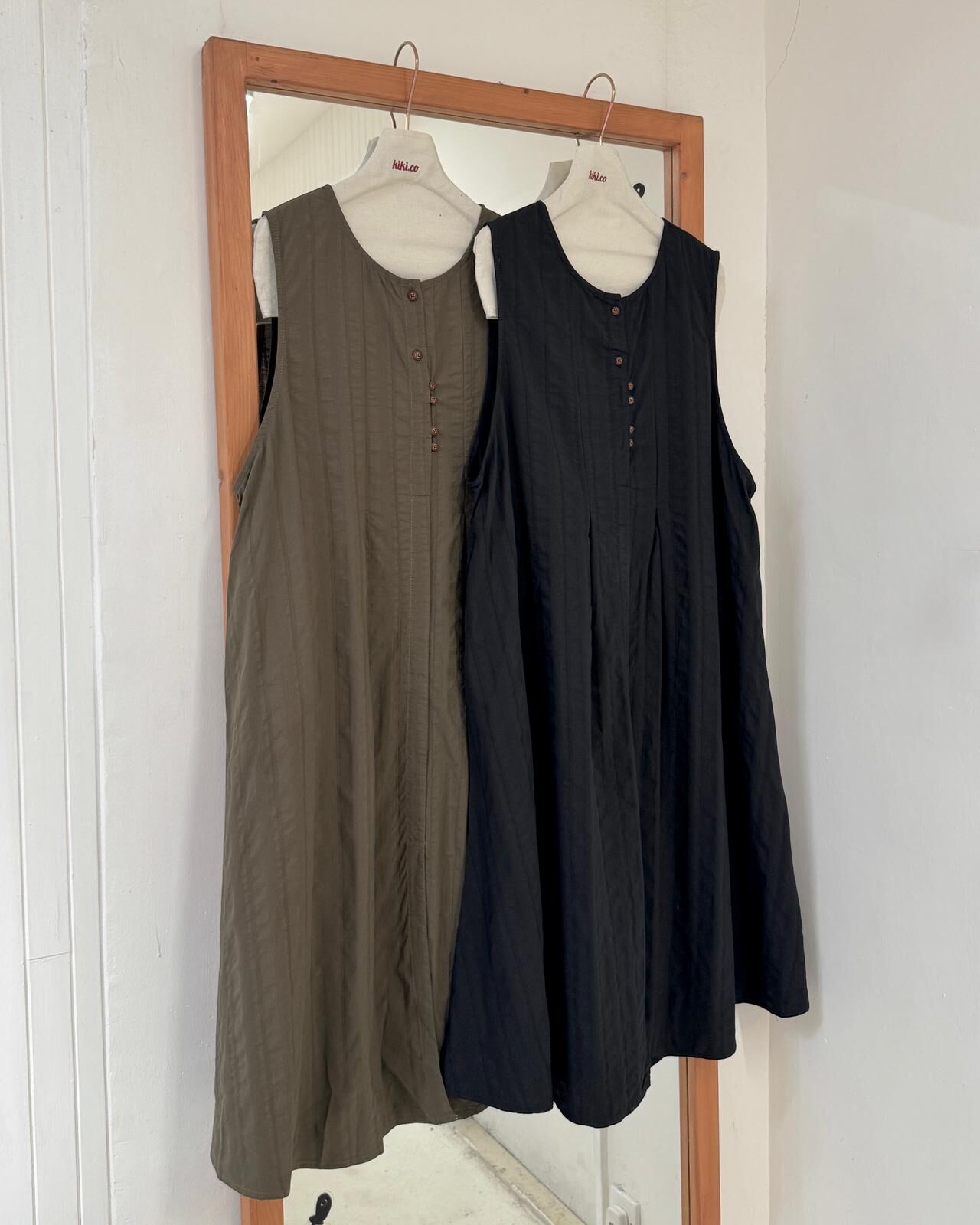 半開暗刺繡直紋A形Onepiece