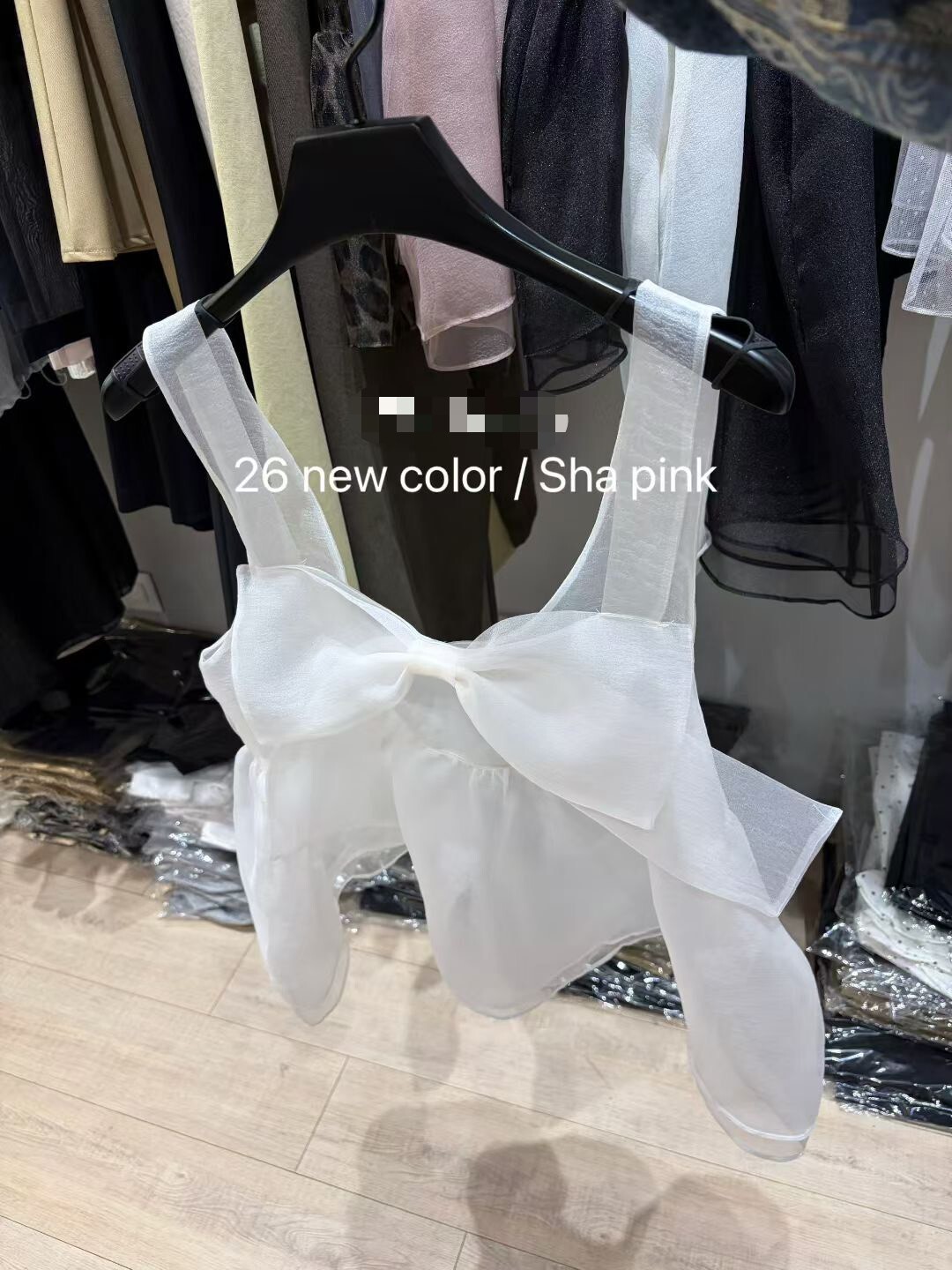 歐根紗蝴蝶結短版紗背心