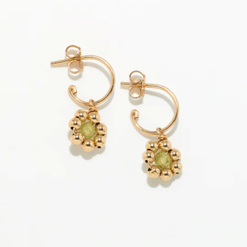 1YA0326-454 [YAY PARIS] Daisy Creole Earrings Peridot Gold Laminate #301sidaipt1125 (EU)