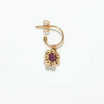 1YA0326-456 [YAY PARIS] Daisy Creole Earrings Ruby Gold Laminate #301sidaipt130 (EU)