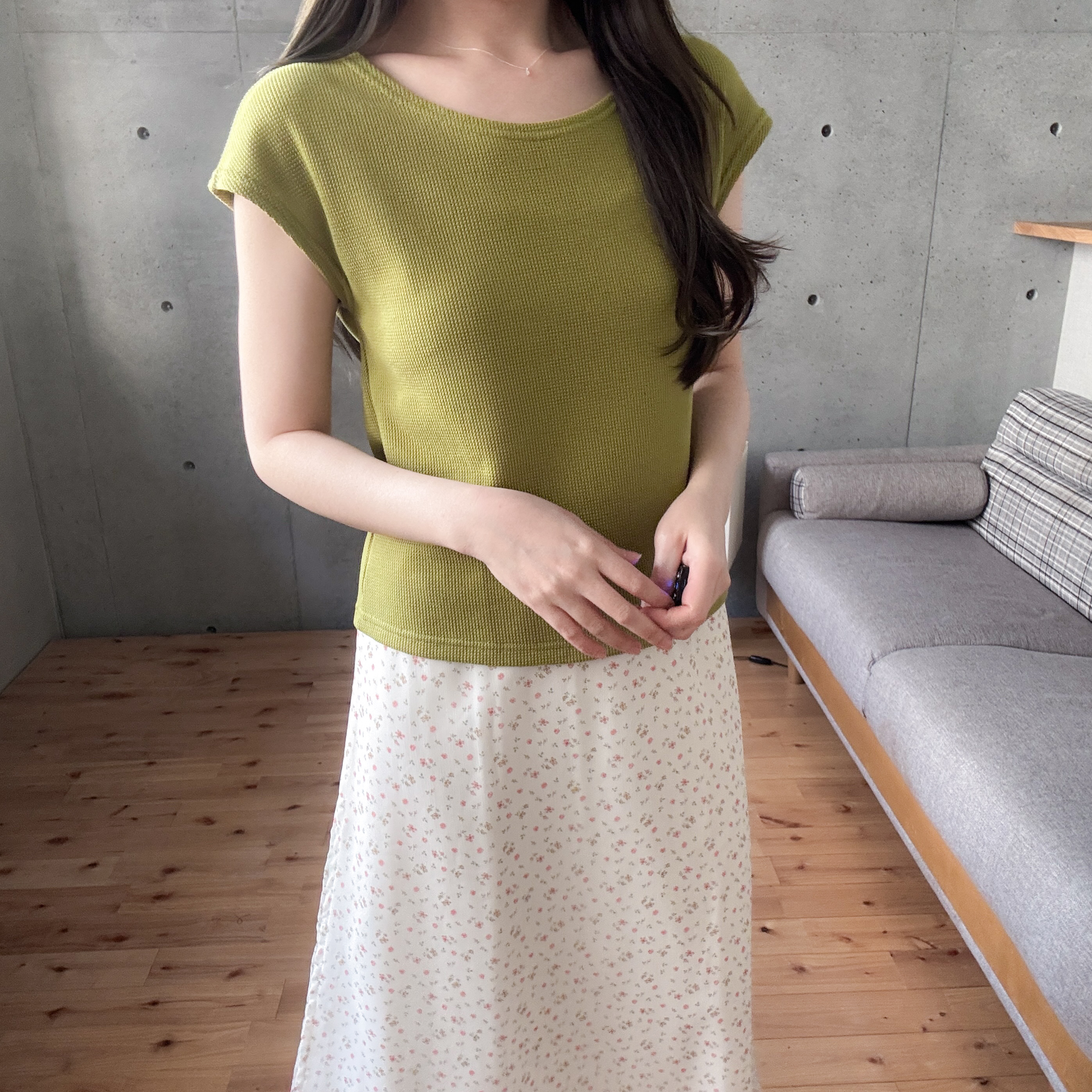 窩夫格圓領短袖tee