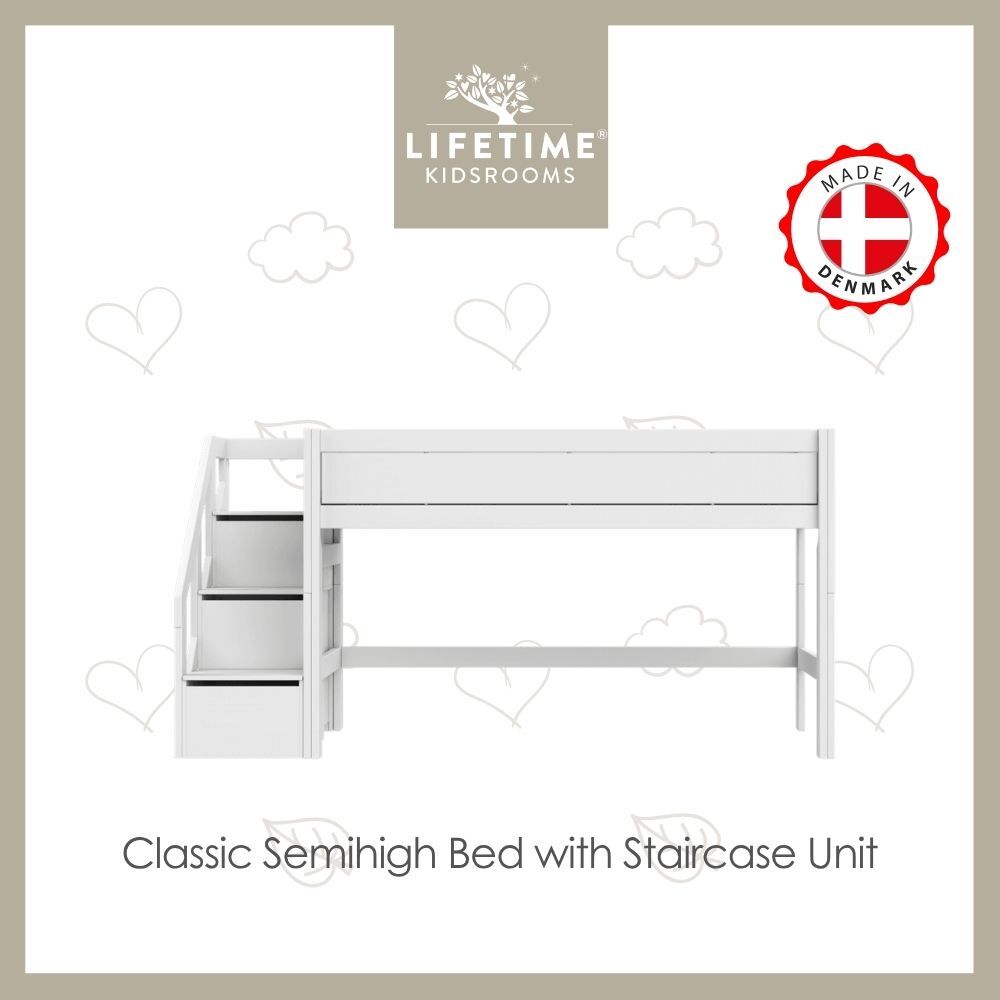 Lifetime Semihigh Bed with Staircase 128cm