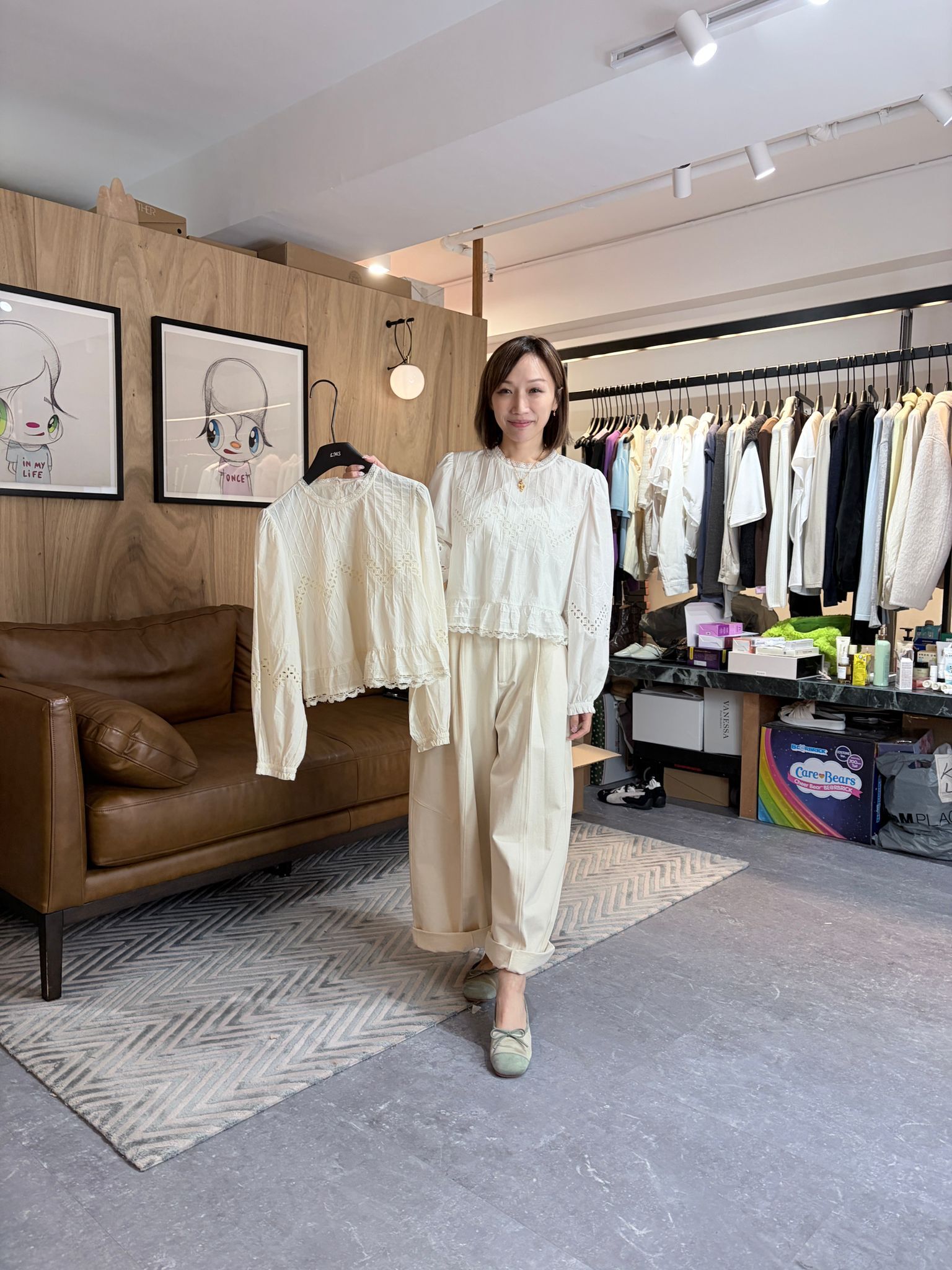 AB6009 純棉蕾絲長袖上衣